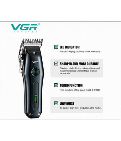 Tagliacapelli Rasoio Da Uomo Vgr V-969 A Batteria Ricaricabile Usb Display A Led