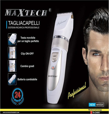 Tagliacapelli Rasoio Rasatura Batteria Ricaricabile Professionale Maxtech Uomo Ta-ca003 Salute e cura della persona/Rasatura epilazione e rimozione peli/Regolabarba tagliacapelli e rasoi per il corpo/Tagliacapelli Trade Shop italia - Napoli, Commerciovirtuoso.it