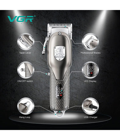 Tagliacapelli Senza Fili Display Digitale Elettrico Batteria Ricaricabile V-276