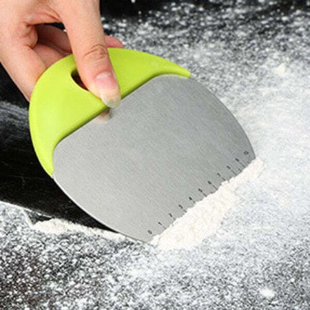 Tagliapasta-Pizza-Multifunzione-Spatola-Rotondo-In-Acciaio-Inox-Con-Righello