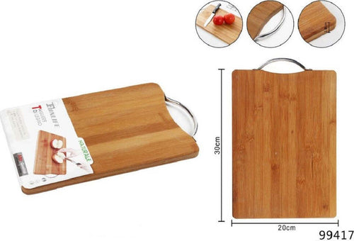 Tagliere In Legno Manico In Acciaio Vassoio Salumi Casa Cucina 30x20x1.8cm 99417 Casa e cucina/Utensili da cucina/Taglieri Trade Shop italia - Napoli, Commerciovirtuoso.it