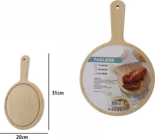 Tagliere Legno Rotondo Affetta Pane Salumi Carne Pizza Con Manico 31x20cm 74196 Casa, arredamento e bricolage > Cucina > Taglieri Trade Shop italia - Napoli, Commerciovirtuoso.it