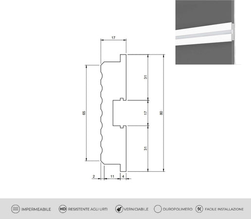 Taglio di luce per led in duropolimero 2500x17x80mm Illuminazione/Strisce LED Led Mall Home - Napoli, Commerciovirtuoso.it