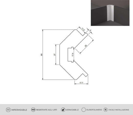 Taglio di luce per led in duropolimero 2500x38x66mm Illuminazione/Strisce LED Led Mall Home - Napoli, Commerciovirtuoso.it