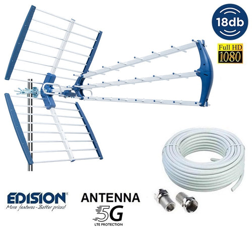 Antenna Digitale Terrestre Banda UHF CH 21-48 con Filtro 5G LTE EDISION TALOS 18db