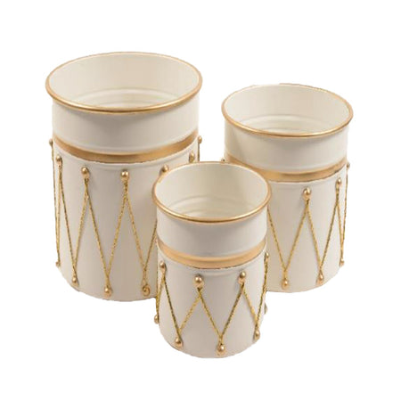 Ceste in metallo con rifiniture in oro per decorazioni natalizie set da 3