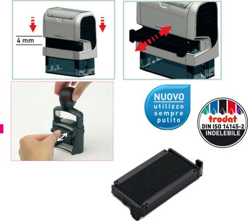 Tampone di ricambio 6-4910 - nero - Trodat - conf. 3 pezzi Cancelleria e prodotti per ufficio/Archivio ufficio e accessori per scrivania/Etichette divisori per schedario e timbri/Timbri e materiali per timbri/Tamponi asciuga inchiostro Eurocartuccia - Pavullo, Commerciovirtuoso.it