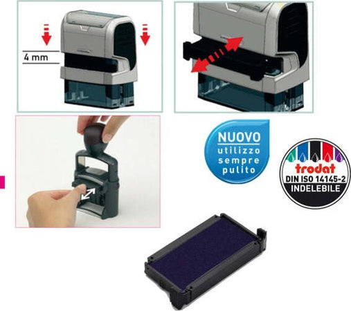 Tampone di ricambio 6-4911 - blu - Trodat - conf. 3 pezzi Cancelleria e prodotti per ufficio/Archivio ufficio e accessori per scrivania/Etichette divisori per schedario e timbri/Timbri e materiali per timbri/Tamponi asciuga inchiostro Eurocartuccia - Pavullo, Commerciovirtuoso.it