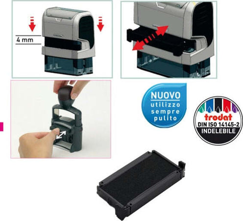 Tampone di ricambio 6-4911 - nero - Trodat - conf. 3 pezzi Cancelleria e prodotti per ufficio/Archivio ufficio e accessori per scrivania/Etichette divisori per schedario e timbri/Timbri e materiali per timbri/Tamponi asciuga inchiostro Eurocartuccia - Pavullo, Commerciovirtuoso.it