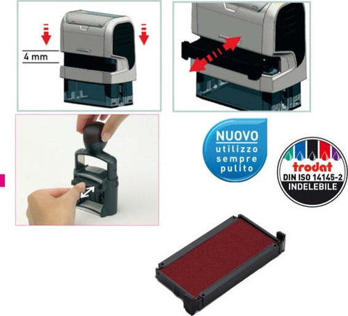 Tampone di ricambio 6-4912 - rosso - Trodat - conf. 3 pezzi Cancelleria e prodotti per ufficio/Archivio ufficio e accessori per scrivania/Etichette divisori per schedario e timbri/Timbri e materiali per timbri/Tamponi asciuga inchiostro Eurocartuccia - Pavullo, Commerciovirtuoso.it