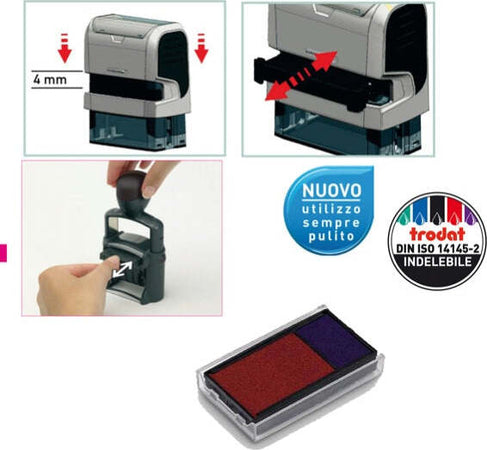 Tampone di ricambio 6-4912-2 - blu-rosso - Trodat - conf. 3 pezzi Cancelleria e prodotti per ufficio/Archivio ufficio e accessori per scrivania/Etichette divisori per schedario e timbri/Timbri e materiali per timbri/Tamponi asciuga inchiostro Eurocartuccia - Pavullo, Commerciovirtuoso.it