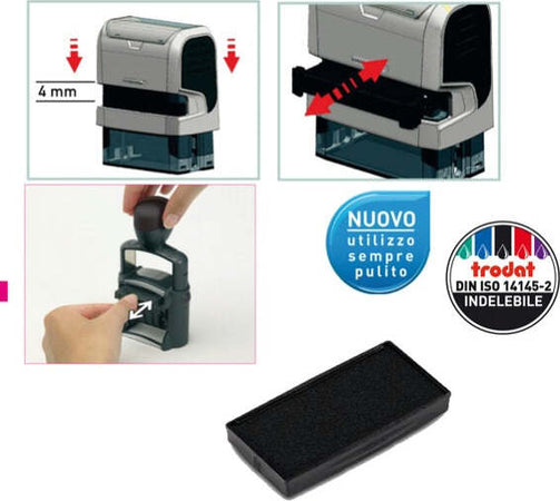 Tampone di ricambio 6-4913 - nero - Trodat - conf. 3 pezzi Cancelleria e prodotti per ufficio/Archivio ufficio e accessori per scrivania/Etichette divisori per schedario e timbri/Timbri e materiali per timbri/Tamponi asciuga inchiostro Eurocartuccia - Pavullo, Commerciovirtuoso.it