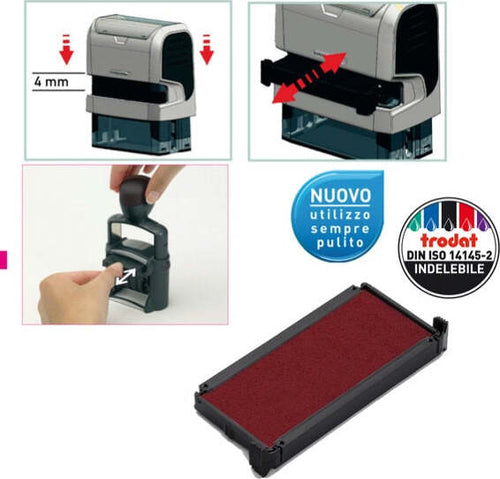 Tampone di ricambio 6-4913 - rosso - Trodat - conf. 3 pezzi Cancelleria e prodotti per ufficio/Archivio ufficio e accessori per scrivania/Etichette divisori per schedario e timbri/Timbri e materiali per timbri/Tamponi asciuga inchiostro Eurocartuccia - Pavullo, Commerciovirtuoso.it