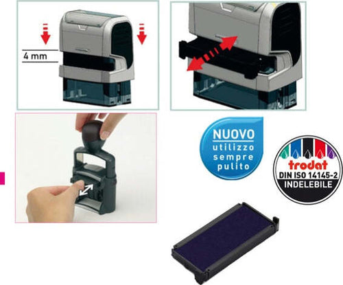 Tampone di ricambio 6-4915 - blu - Trodat - conf. 3 pezzi Cancelleria e prodotti per ufficio/Archivio ufficio e accessori per scrivania/Etichette divisori per schedario e timbri/Timbri e materiali per timbri/Tamponi asciuga inchiostro Eurocartuccia - Pavullo, Commerciovirtuoso.it