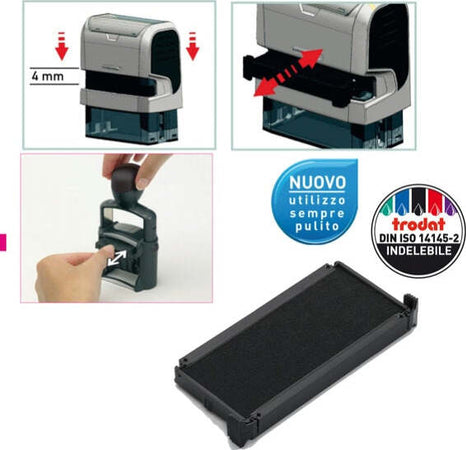 Tampone di ricambio 6-4915 - nero - Trodat - conf. 3 pezzi Cancelleria e prodotti per ufficio/Archivio ufficio e accessori per scrivania/Etichette divisori per schedario e timbri/Timbri e materiali per timbri/Tamponi asciuga inchiostro Eurocartuccia - Pavullo, Commerciovirtuoso.it