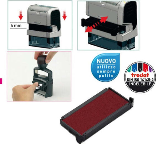 Tampone di ricambio 6-4915 - rosso - Trodat - conf. 3 pezzi Cancelleria e prodotti per ufficio/Archivio ufficio e accessori per scrivania/Etichette divisori per schedario e timbri/Timbri e materiali per timbri/Tamponi asciuga inchiostro Eurocartuccia - Pavullo, Commerciovirtuoso.it