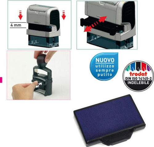 Tampone di ricambio 6-53 - blu - Trodat - conf. 3 pezzi Cancelleria e prodotti per ufficio/Archivio ufficio e accessori per scrivania/Etichette divisori per schedario e timbri/Timbri e materiali per timbri/Tamponi asciuga inchiostro Eurocartuccia - Pavullo, Commerciovirtuoso.it