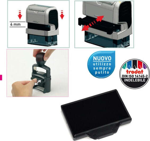 Tampone di ricambio 6-56 - nero - Trodat - conf. 3 pezzi Cancelleria e prodotti per ufficio/Archivio ufficio e accessori per scrivania/Etichette divisori per schedario e timbri/Timbri e materiali per timbri/Tamponi asciuga inchiostro Eurocartuccia - Pavullo, Commerciovirtuoso.it