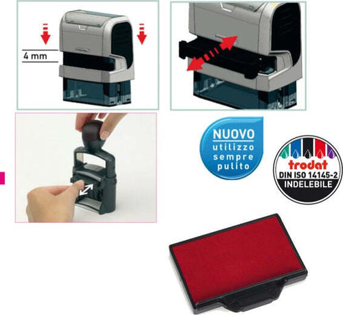 Tampone di ricambio 6-56 - rosso - Trodat - conf. 3 pezzi Cancelleria e prodotti per ufficio/Archivio ufficio e accessori per scrivania/Etichette divisori per schedario e timbri/Timbri e materiali per timbri/Tamponi asciuga inchiostro Eurocartuccia - Pavullo, Commerciovirtuoso.it