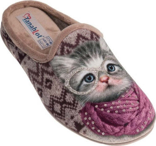 TanahLot-pantofole-ciabatte-donna-stampa-gatto-con-occhiali-e-sciarpa-decori-glitter