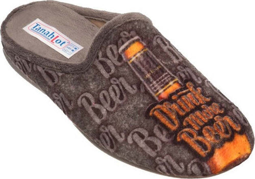 TanahLot-pantofole-ciabatte-uomo-stampa-Drink-more-beer-in-tessuto-morbido-sottopiede-estraibile