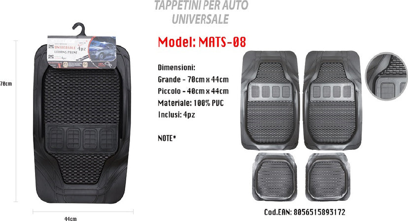 Tappetino Universale Auto 100% Pvc Anteriore Posteriore Tappetini 4pz Maxtech Mats-08 Auto e Moto/Accessori per auto/Tappetini per auto/Tappetini antiscivolo Trade Shop italia - Napoli, Commerciovirtuoso.it