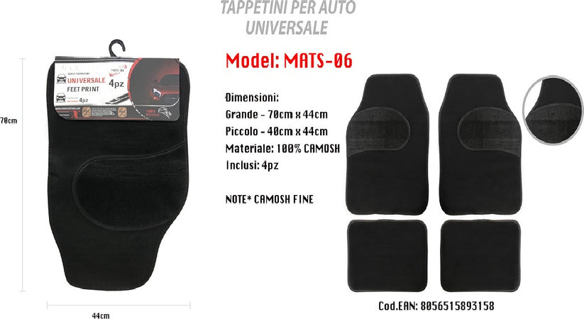Tappetino Universale Auto Camoscio Anteriore Posteriore Tappetini 4pz Maxtech Mats-06 Auto e Moto/Accessori per auto/Tappetini per auto/Tappetini antiscivolo Trade Shop italia - Napoli, Commerciovirtuoso.it