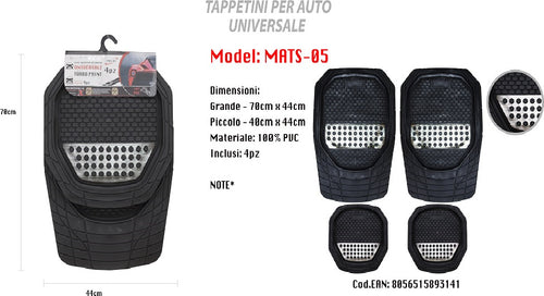 Tappetino Universale Da Auto Pvc Stampa Turbo Tappetini 4 Pezzi Maxtech Mats-05 Auto e Moto/Accessori per auto/Tappetini per auto/Tappetini antiscivolo Trade Shop italia - Napoli, Commerciovirtuoso.it