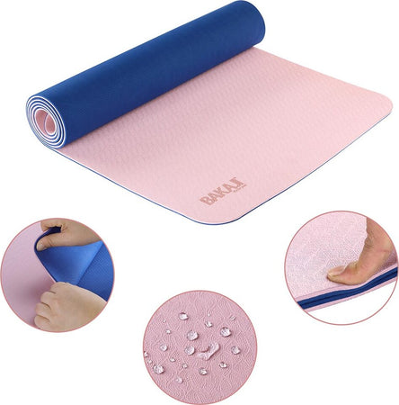 Tappetino-Yoga-Aerobica-Pilates-Tappeto-Allenamento-Fitness-Palestra-Rosa-Blu