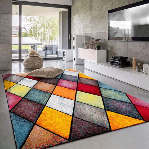 Tappeto-arredo-moderno-a-pelo-corto-Rombi-colorati