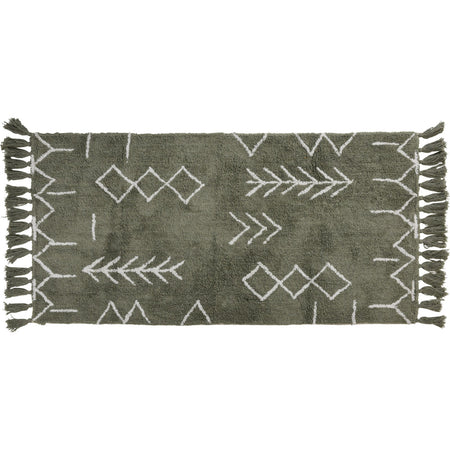 Tappeto da bagno peloso in cotone Antiscivolo con motivo Boho e Nappe