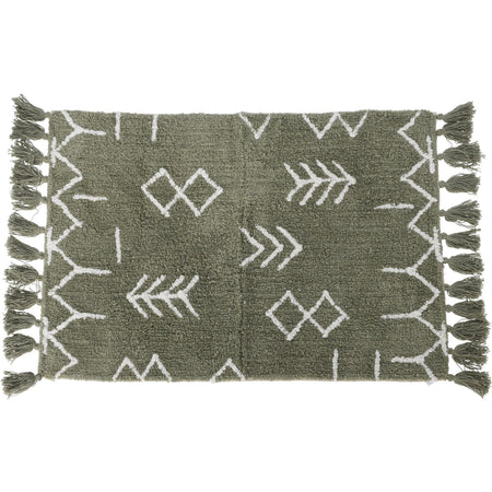 Tappeto da bagno peloso in cotone Antiscivolo con motivo Boho e Nappe