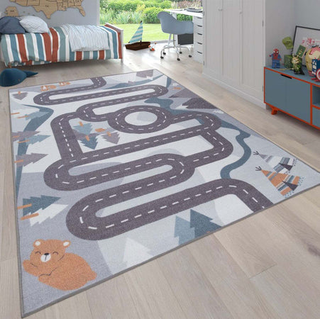 Tappeto-Bimbi-Motivo-Strade-Colore-Crema