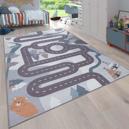 Tappeto-Bimbi-Motivo-Strade-Colore-Crema