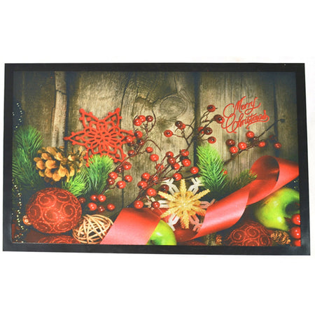 Tappeto con decorazioni natalizie zerbino antiscivolo rettangolare da 68 cm