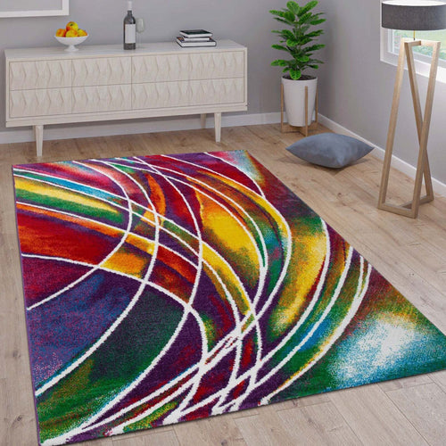 Tappeto-di-Design-a-Pelo-Corto-Rainbow-Varie-Misure