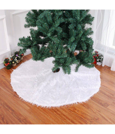 Tappeto Gonna Copertura Base Albero Di Natale 78cm Peluche Bianco Effetto Neve