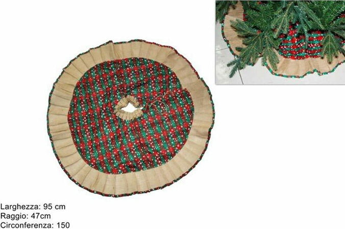 Tappeto Gonna Copertura Base Albero Di Natale 95cm Scozzese Tessuto E Juta Prodotti Natalizi Trade Shop italia - Napoli, Commerciovirtuoso.it