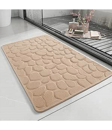 Tappeto In Tessuto Tappetino Arredo Bagno Antiscivolo 50x80cm Effetto Sassi 79449