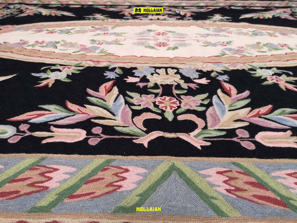 Tappeto Kilim Aubusson Suzani 272x180cm Rettangolare Nero, Grigio E Verde Disegni Antichi Lavorato A Mano Senza Frange Casa e cucina/Tessili per la casa/Tappeti e tappetini/Tappeti Mollaian Tappeti - Lecce, Commerciovirtuoso.it