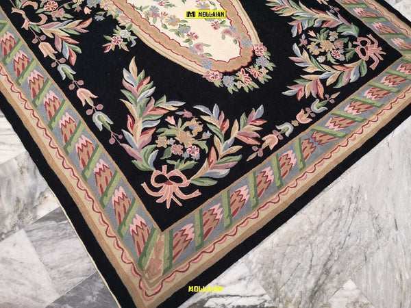 Tappeto Kilim Aubusson Suzani 272x180cm Rettangolare Nero, Grigio E Verde Disegni Antichi Lavorato A Mano Senza Frange Casa e cucina/Tessili per la casa/Tappeti e tappetini/Tappeti Mollaian Tappeti - Lecce, Commerciovirtuoso.it
