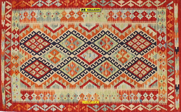 Tappeto Kilim Kaudani Melange 166x105cm Multicolore Pastello Originale Unico Con Certificato Disegno Moderno, Double Face Casa e cucina/Tessili per la casa/Tappeti e tappetini/Tappeti Mollaian Tappeti - Lecce, Commerciovirtuoso.it