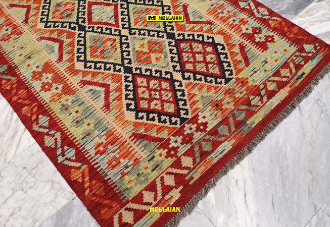 Tappeto Kilim Kaudani Melange 166x105cm Multicolore Pastello Originale Unico Con Certificato Disegno Moderno, Double Face Casa e cucina/Tessili per la casa/Tappeti e tappetini/Tappeti Mollaian Tappeti - Lecce, Commerciovirtuoso.it