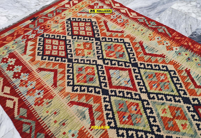 Tappeto Kilim Kaudani Melange 166x105cm Multicolore Pastello Originale Unico Con Certificato Disegno Moderno, Double Face Casa e cucina/Tessili per la casa/Tappeti e tappetini/Tappeti Mollaian Tappeti - Lecce, Commerciovirtuoso.it