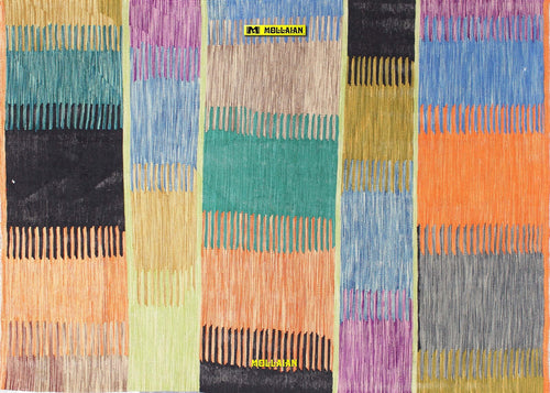 Tappeto Kilim Kaudani Melange 182x130cm Multicolore Chiaro Disegno Moderno, Double Face Originale Certificato Casa e cucina/Tessili per la casa/Tappeti e tappetini/Tappeti Mollaian Tappeti - Lecce, Commerciovirtuoso.it