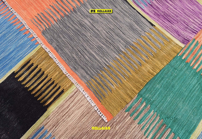 Tappeto Kilim Kaudani Melange 182x130cm Multicolore Chiaro Disegno Moderno, Double Face Originale Certificato Casa e cucina/Tessili per la casa/Tappeti e tappetini/Tappeti Mollaian Tappeti - Lecce, Commerciovirtuoso.it