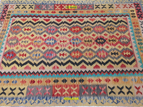 Tappeto Kilim Vaziri Melange 247x170cm Multicolore Isegno Moderno, Double Face Lavorato A Mano Originale Certificato Casa e cucina/Tessili per la casa/Tappeti e tappetini/Tappeti Mollaian Tappeti - Lecce, Commerciovirtuoso.it