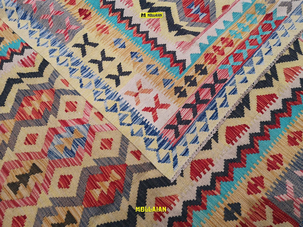 Tappeto Kilim Vaziri Melange 247x170cm Multicolore Isegno Moderno, Double Face Lavorato A Mano Originale Certificato Casa e cucina/Tessili per la casa/Tappeti e tappetini/Tappeti Mollaian Tappeti - Lecce, Commerciovirtuoso.it