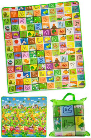 Tappeto Neonato Gattonamento Due Facce 200x180cm In Tela Pieghevole Tappeto Gioco Sensoriale Boquerias