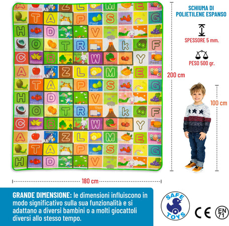 Tappeto Neonato Gattonamento Due Facce 200x180cm In Tela Pieghevole Tappeto Gioco Sensoriale Boquerias